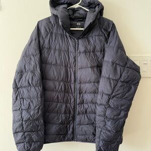 Uniqlo Ultra Light Down Navy Hoodie - Men’s XL